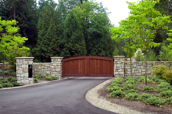 Double Swing Gate with Wood Slats