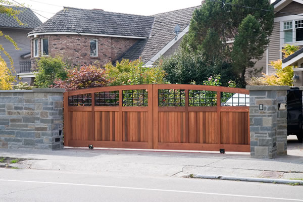 Residential Iron Wood Slide Gate - Seattle