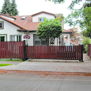 Sliding Driveway Gate with Wood Slats