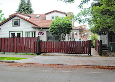 Sliding Driveway Gate with Wood Slats