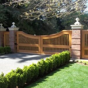 Wood Gate with Two Matching Pedestrian Gates
