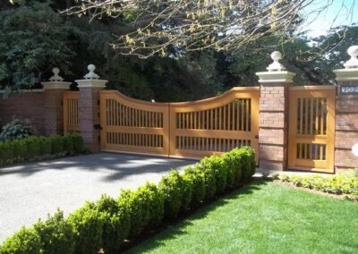 Wood Gate with Two Matching Pedestrian Gates