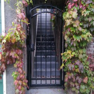 black pedestrain stair gate