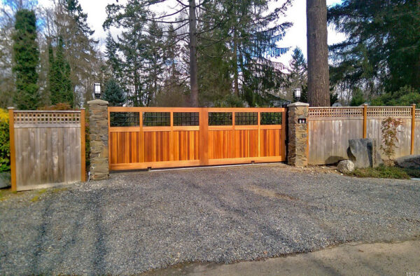 Wood Slide Gate with Clear Cedar Cladding - Image 2