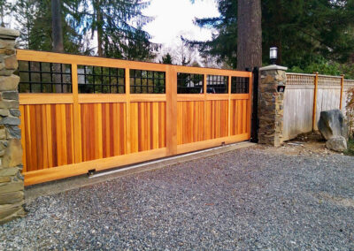 Wood Slide Gate with Clear Cedar Cladding
