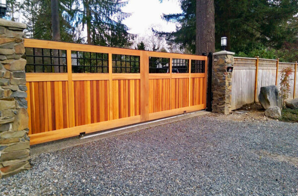 Wood Slide Gate with Clear Cedar Cladding