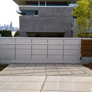 Sliding Privacy-Security Gate with Metal Infill