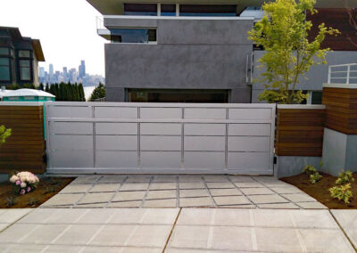 Sliding Privacy-Security Gate with Metal Infill