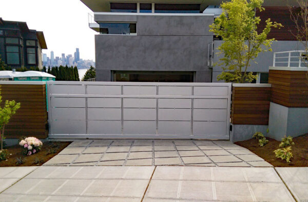 Sliding Privacy-Security Gate with Metal Infill