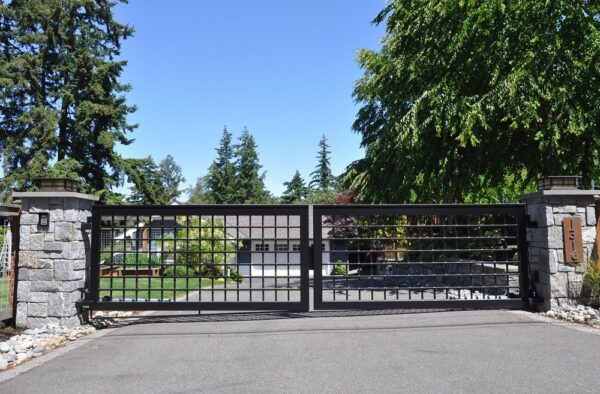 Double Swing Gate With Grid Details