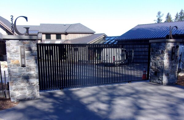 Angled-Panel Driveway Gate