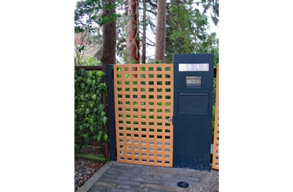 Double Swinging Wood Gate with Custom Entry System - Image 4