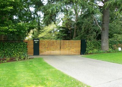 Double Swinging Wood Gate with Custom Entry System