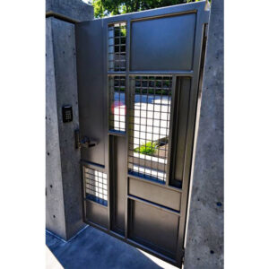 Pedestrian Gate with Geometric Steel Panels