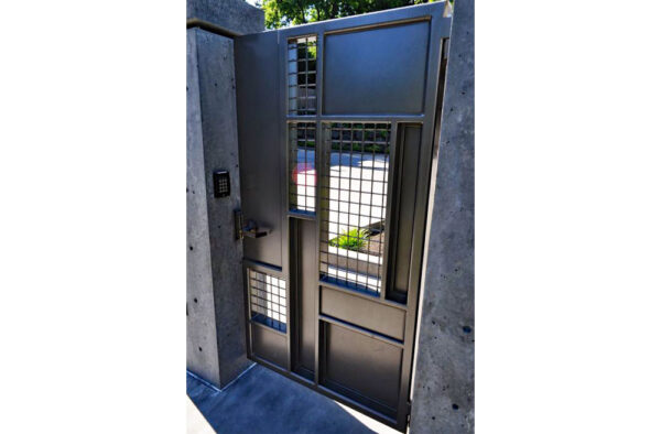 Pedestrian Gate with Geometric Steel Panels