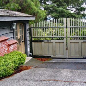 Security Gate with Decorative Hinge Straps
