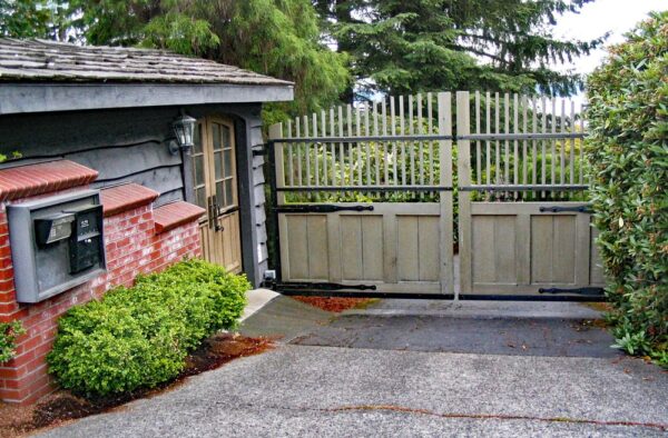 Security Gate with Decorative Hinge Straps
