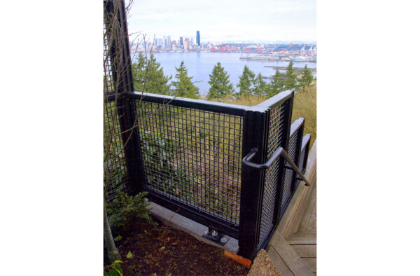 Modern Double Swing Gate with Matching Fence and Pedestrian Gate - Image 5