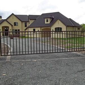 Swing Gate with Gabion Wall