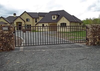 Swing Gate with Gabion Wall