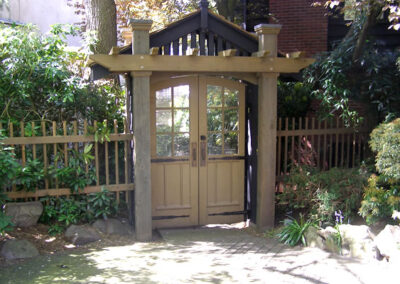 Wood Pedestrian Gate with Iron Frame
