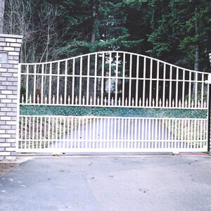Arched Iron Slide Gate with Pillars