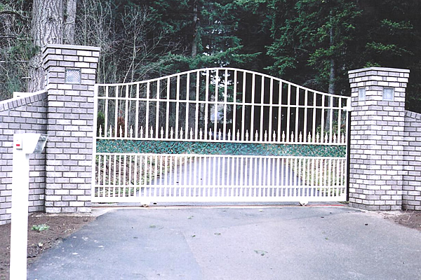Arched Iron Slide Gate with Pillars