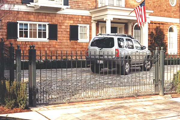 Iron Slide Gate with Fence