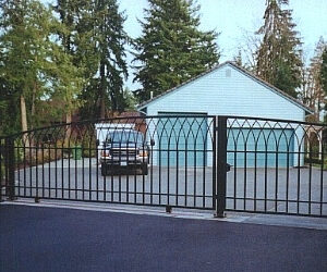 Iron Slide Gate with Arched Pickets