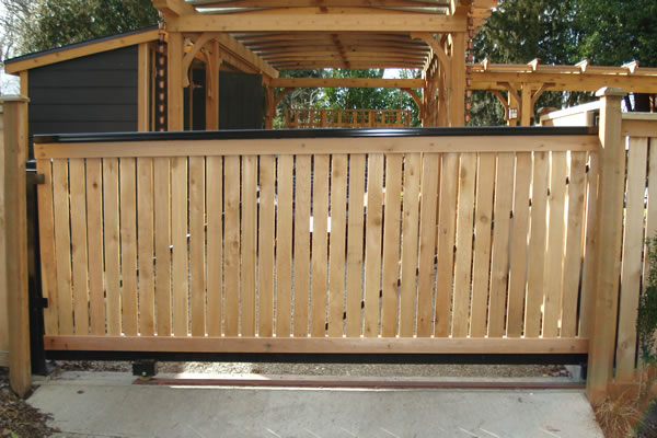 Slide Gate with Iron Frame and Wood Slats