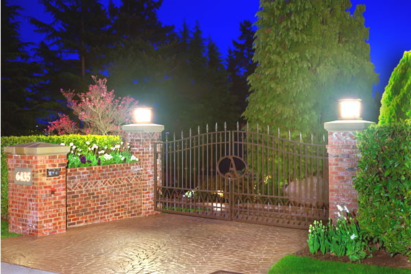 Double Swing Gate with Brick Pillars