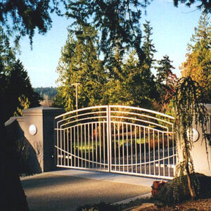 Iron Swing Gate with Unique Horizontal Pickets