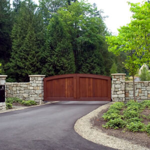 Double Swing Gate with Wood Slats