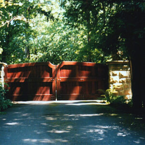 Iron Privacy-Security Gate with Wood Applique