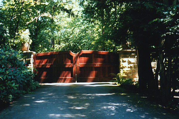 Iron Privacy-Security Gate with Wood Applique