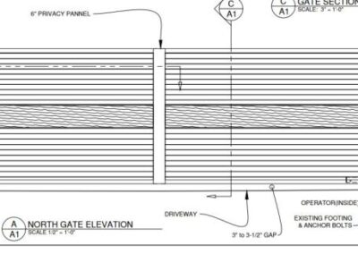 Louvered Iron and Cedar Swing Gate