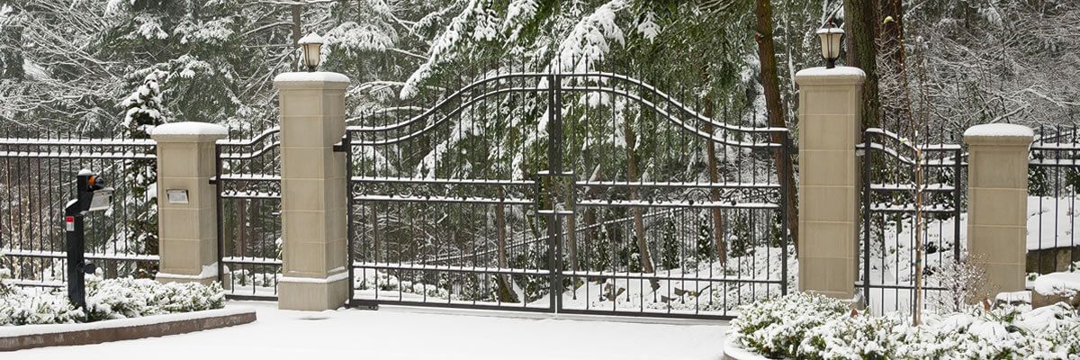 Iron Swing Driveway Gate Snow