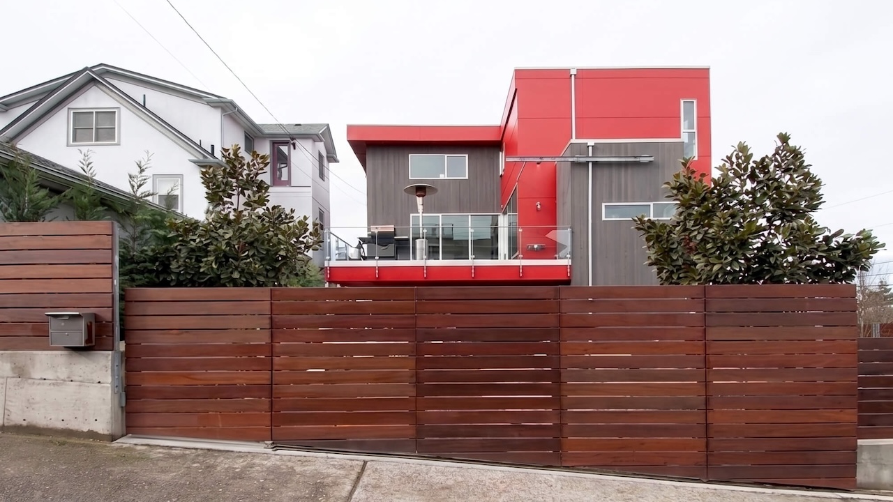 Residential Driveway Slide Gate Residential Driveway Iron And Wood Rolling Slide Gate On A Sloped Street - Seattle, WA